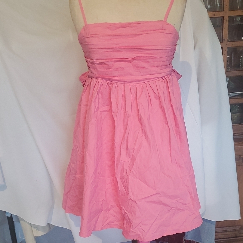 Pink Ruched Spaghetti Strap Mini Dress